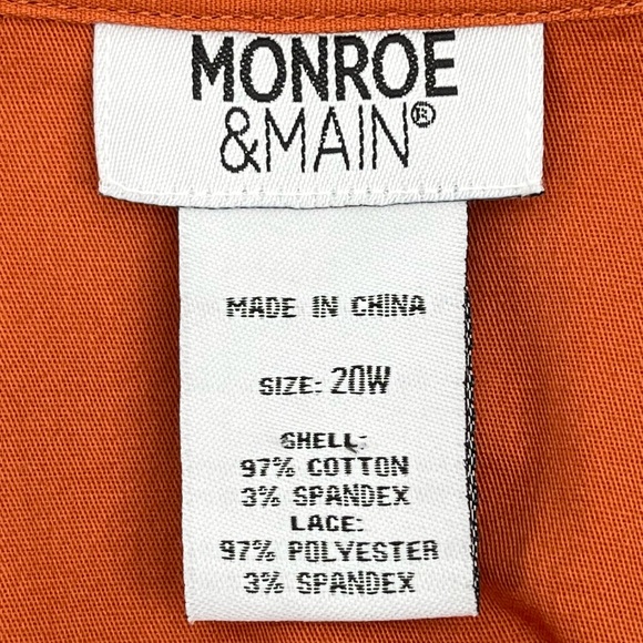 Monroe & Main Orange Pintuck Lace Sleeve Button Down Shirt 20W - Picture 6 of 7